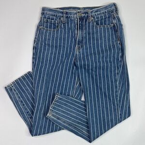 American Eagle Mom Jean Blue Pin Striped Jeans Size 6